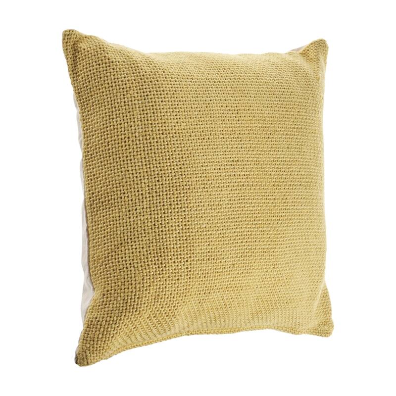 HomeRoots 18" X 18" Yellow 100% Cotton Zippered Pillow