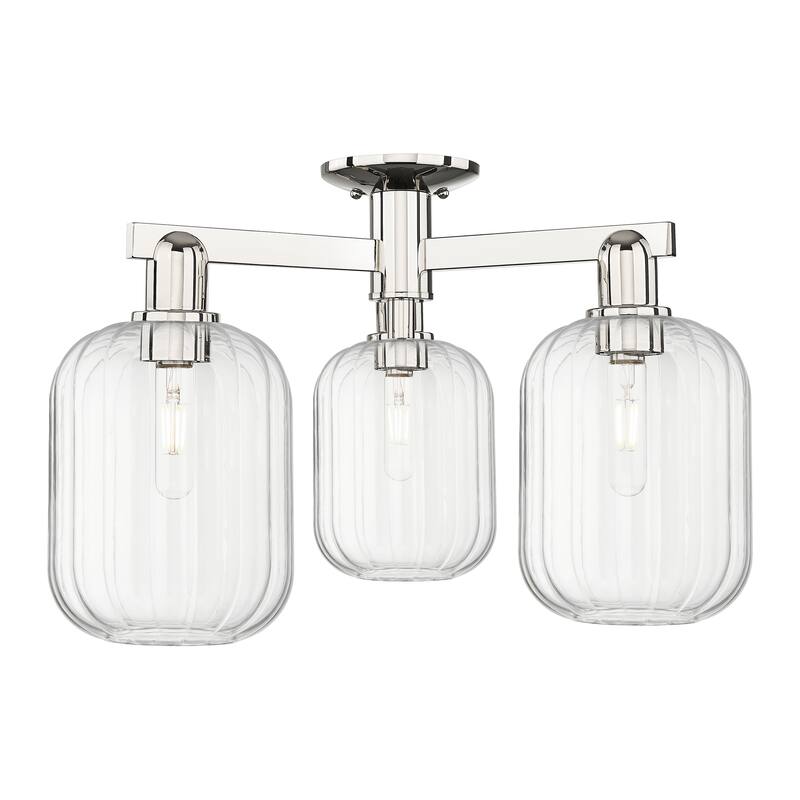 Innovations Lighting Downtown Urban - Preston - 3 Light 24" Jar Shade Semi-Flush Mount