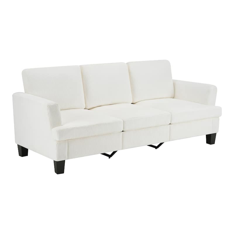 HomeRoots 84" White Corduroy Sofa
