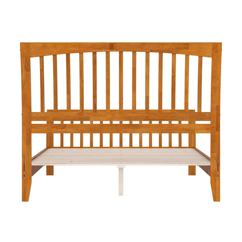 Solid Wood Low Profile Platform Bed - Light Toffee Finish - Sleigh Headboard & Footboard - Queen & King Sizes