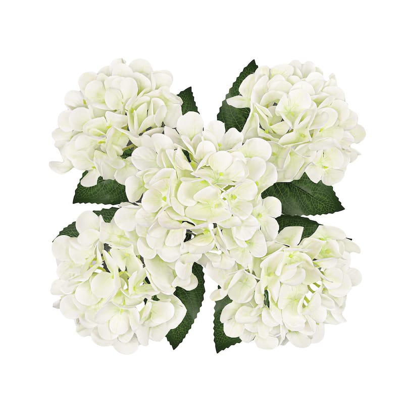 Set of 2 Natural Touch Cream WhiteArtificial Hydrangea Flower Stem Bush Bouquet 18in - 18" L x 11" W x 11" DP