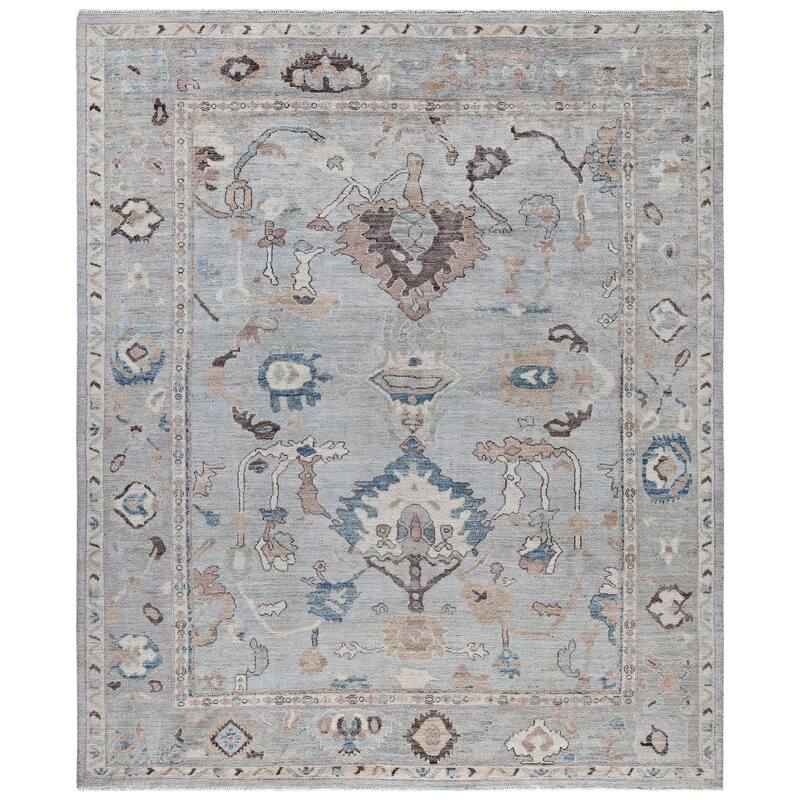 Oushak One-of-a-Kind Hand-Knotted Area Rug - Blue - 8' 2" x 9' 7"
