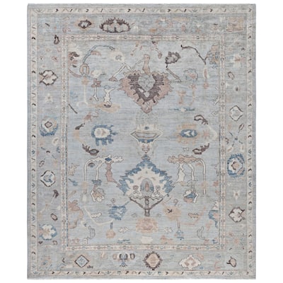 Oushak One-of-a-Kind Hand-Knotted Area Rug - Blue - 8' 2" x 9' 7"