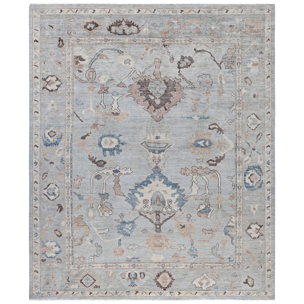 Oushak One-of-a-Kind Hand-Knotted Area Rug - Blue - 8' 2" x 9' 7"