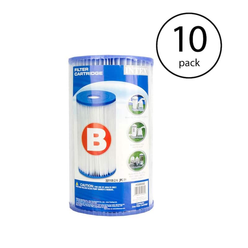 Intex Swimming Pool Easy Set Type B Replacement Filter Pump Cartridge (10 Pack) - 1