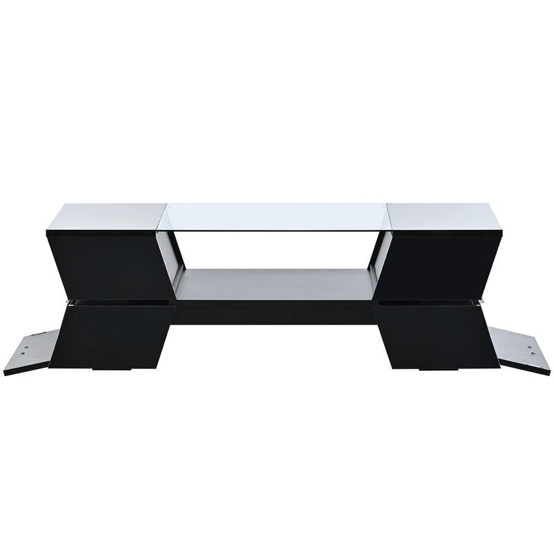 2-Tier Glass Storage Coffee Table for Living Room