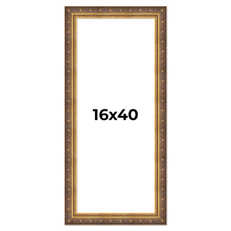 16x40 Frame Vintage Gold Solid Wood Picture Frame | 2.5 Inch Moulding