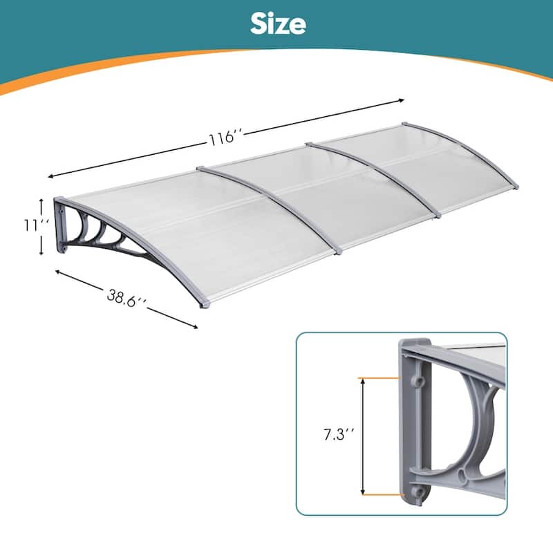MCombo 40×120 Window Awning with Polycarbonate Board, 4012