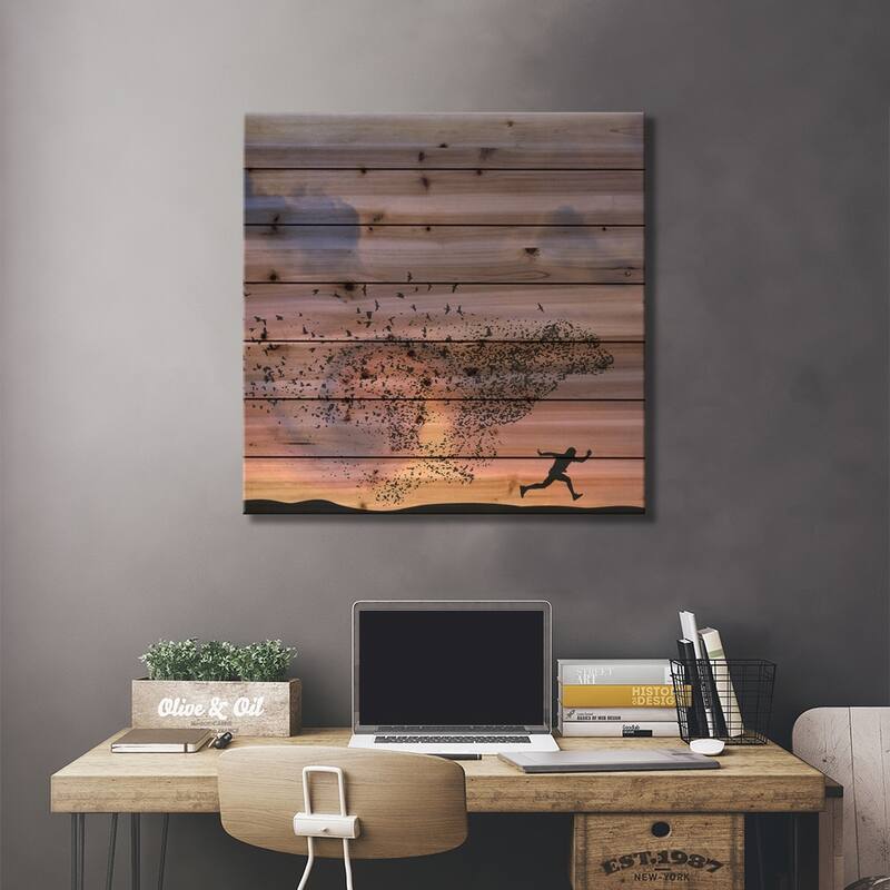Running Print On Wood by Abdullah Evindar - Multi-Color