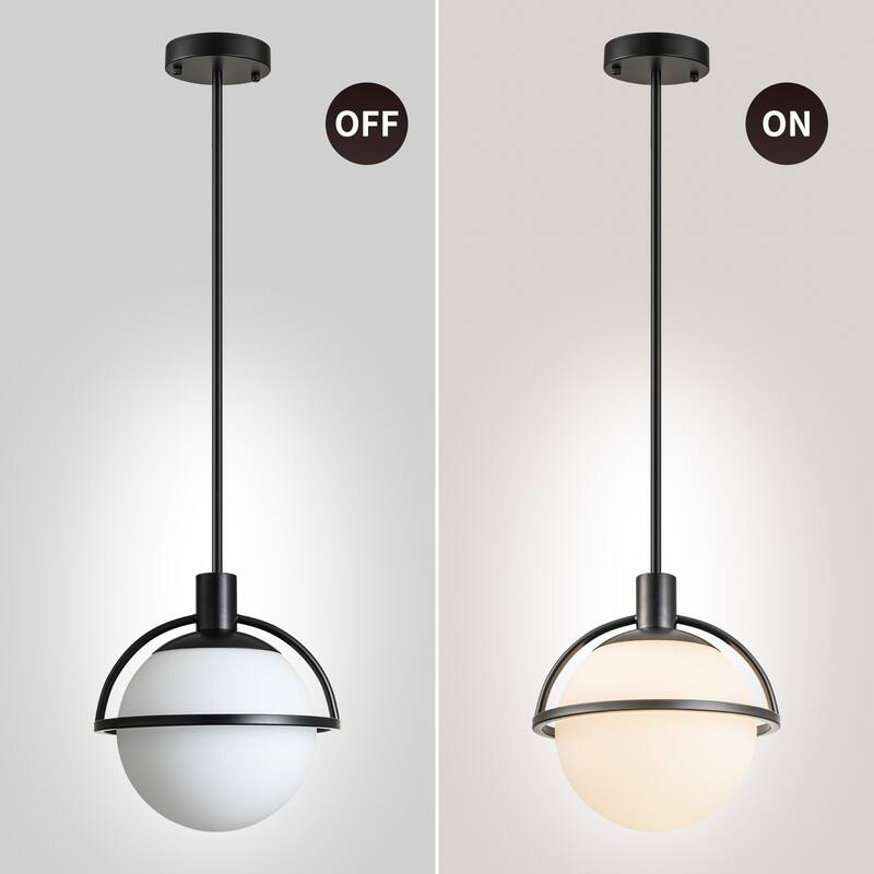 Starsky 1-Light 9in. Modern Globe Chandelier Single Frosted Glass Pendant Light