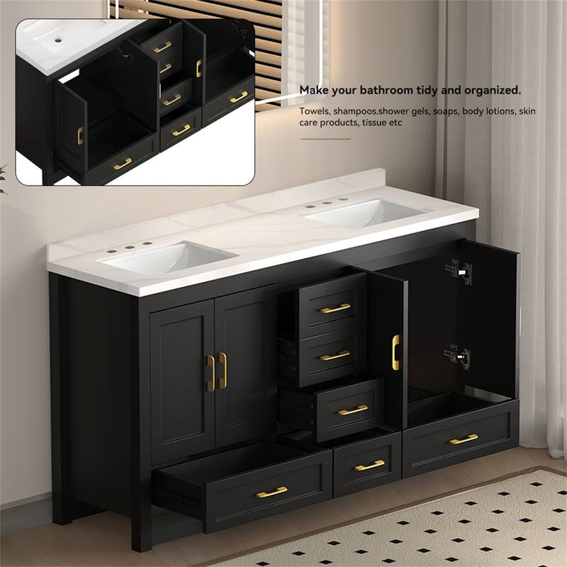 60" Black Bathroom Vanity