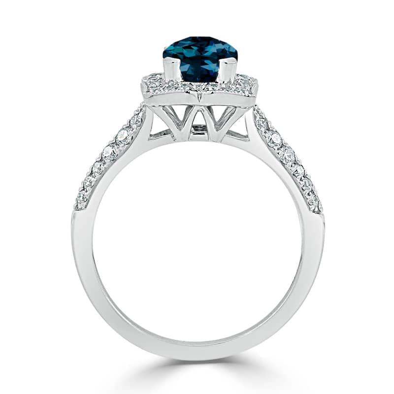 Auriya 1 3/8ct Fancy Cushion-cut London Blue Topaz Halo Diamond Engagement Ring 1/3ctw 14k Gold