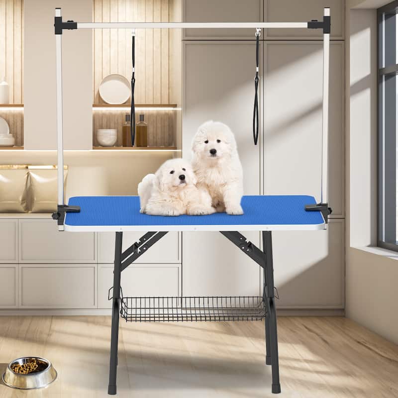 42" Foldable Dog Grooming Table Black - Stainless Steel - Blue