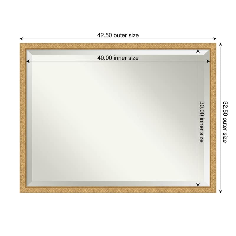 Lila Beveled Wood Framed Bathroom Vanity Wall Mirror - 43 x 33 in - Lila Gold