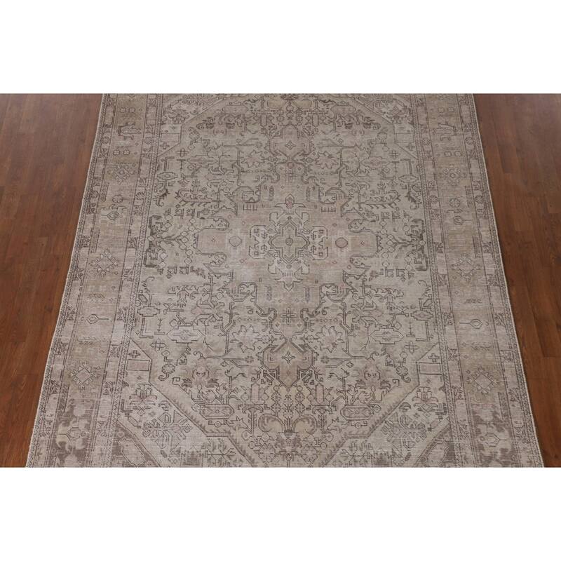 Distressed Tabriz Living Room Rug Handmade Wool Carpet - 6'5"x 9'4"
