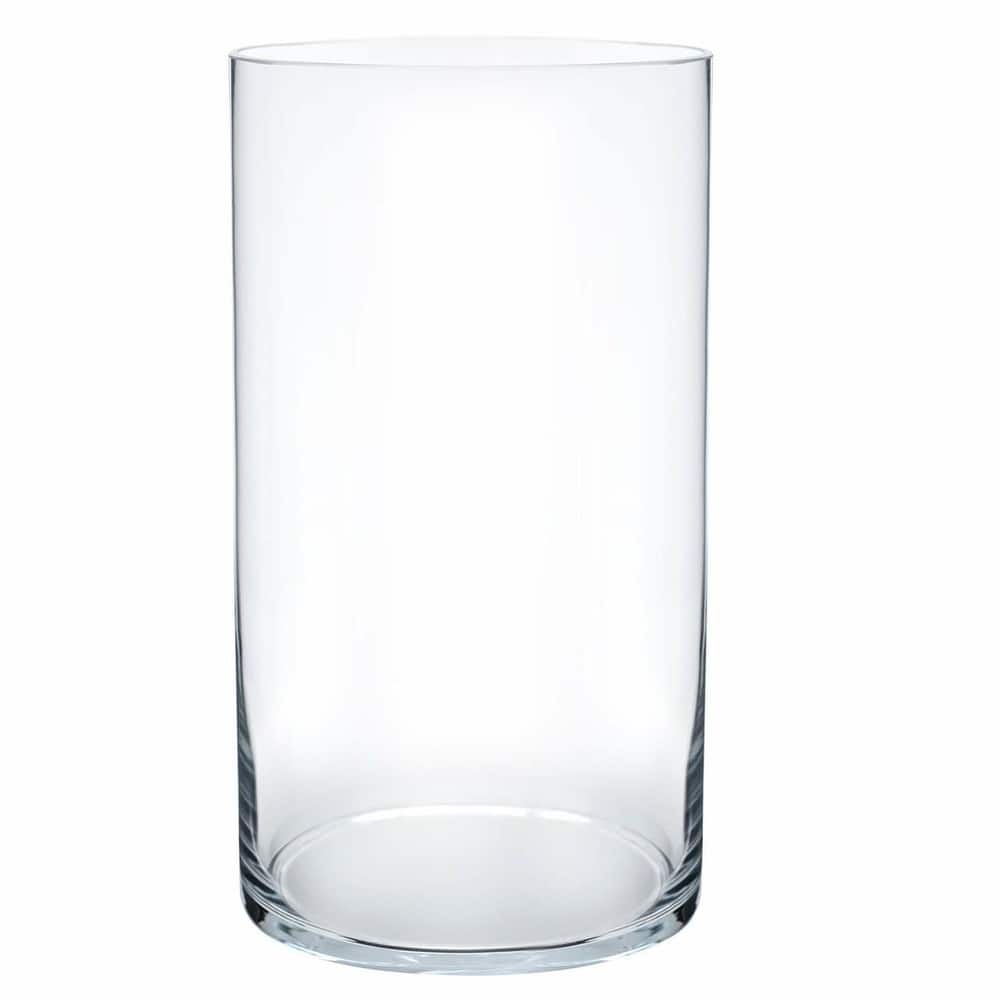 Enova Home Cylinder Shape Clear Flower Glass Vase For Home Garden Decoration