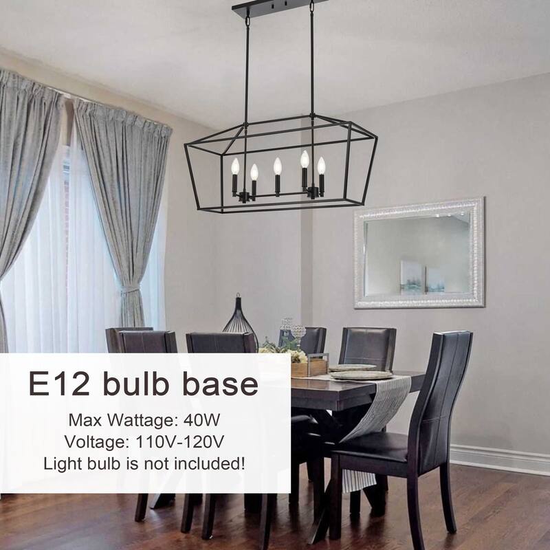 5-Light Traditional Farmhouse Linear Chandelier