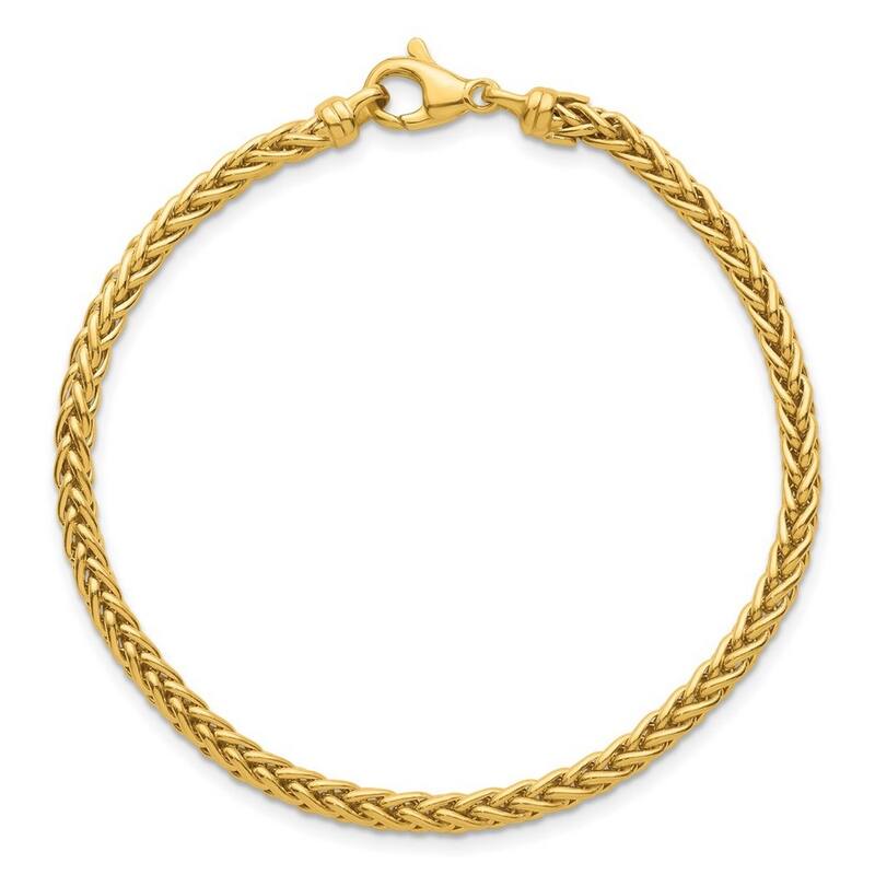Curata 14k Yellow Gold Italian 7.5" 3.1mm Round Wheat Statement Bracelet