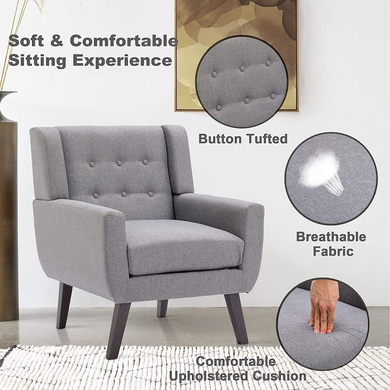 Arm Chair Morden Linen Upholstered Accent Chair Living Room Chair