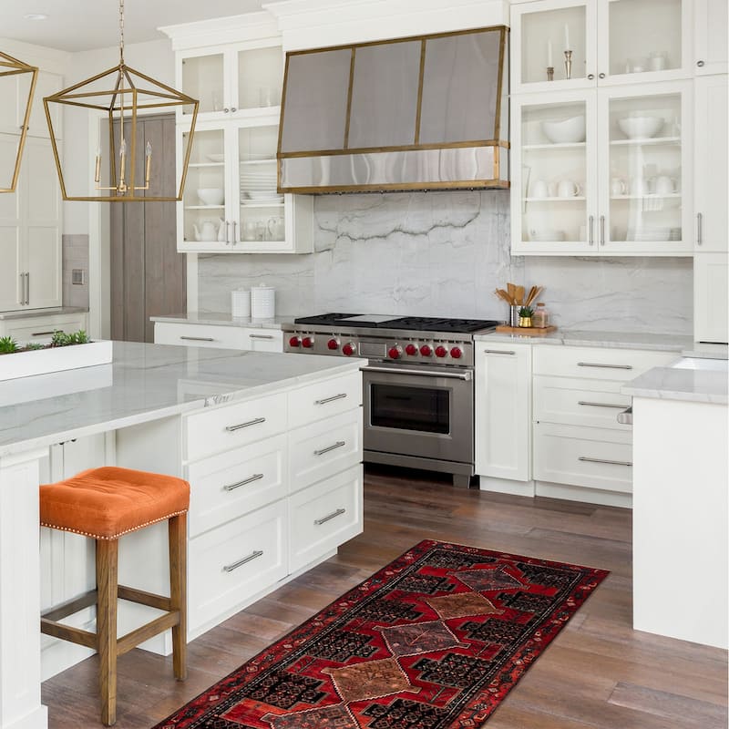 ECARPETGALLERY Hand-knotted Andelz Red Wool Rug - 4'4 x 11'1