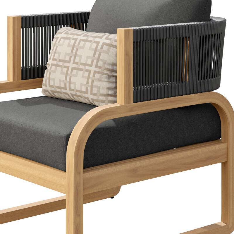 Corvus Rocio 3-piece Outdoor Acacia Conversation Set with Sunbrella Cushions and Pillows