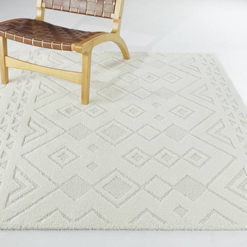 Lars Diamond Striped Area Rug - 7'10" x 10' - Cream - Rectangle