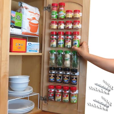 Evelots Spice Organizer-30 Bottle-Strong Hold-Easy Install-No Tool-Set/6 Strip - Set of 6