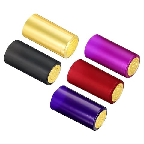 100Pcs 30mm PVC Heat Shrink Wine Bottle Caps Sleeves Top Cover Film 5 Colors - Multi-Color