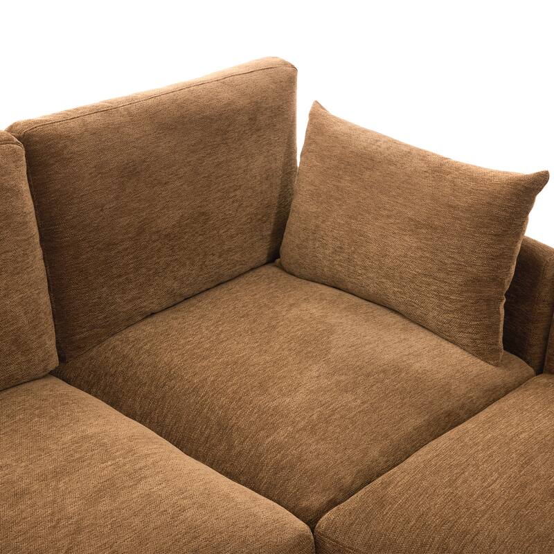 Modular Sectional Sofa with Movable Ottoman Convertible L-Shape or U-Shape Sofa Bed Built-in USB Charging Ports and Phone Holder