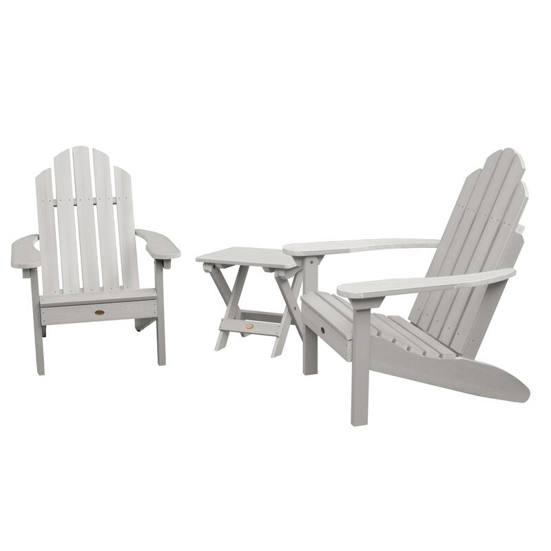 3 Piece Set Outdoor Adirondack Chairs and Folding Side Table - Harbor Gray