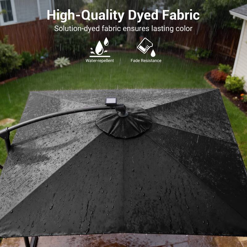 Sonkuki Outdoor 8.2x8.2FT LED lighted Patio Offset umbrella for Garden