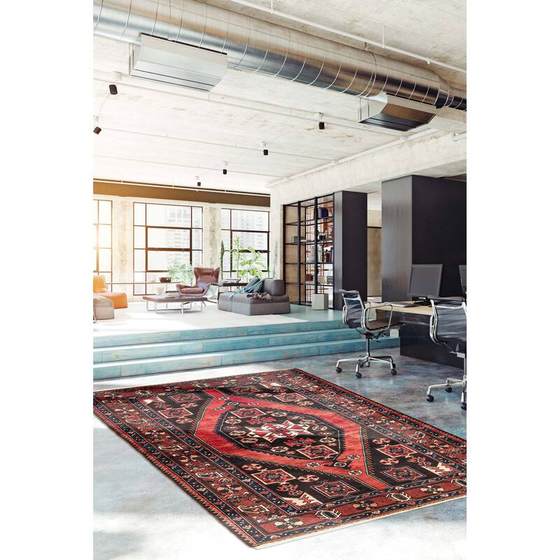 ECARPETGALLERY Hand-knotted Andelz Black Wool Rug - 4'7 x 6'8