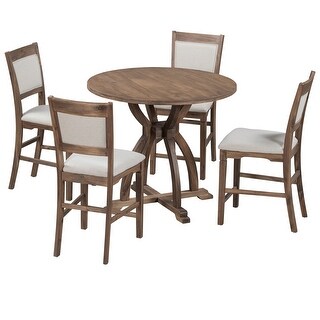 5 Piece Round Dining Table Set With 4 Upholstered Chairs - Bed Bath ...