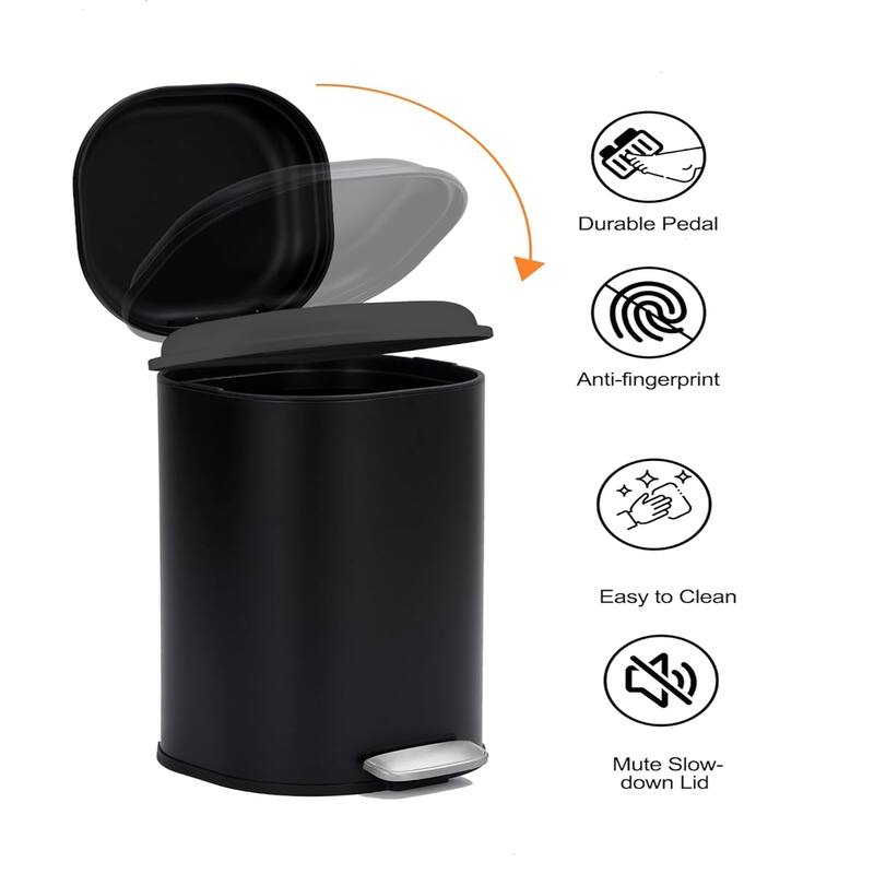 8 Gallon / 30L Step Stainless Steel Trash Can, Ideal for Bathroom, Kitchen, Office, and Bedroom