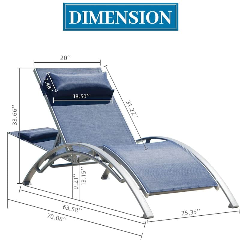 Outdoor Chaise Lounge Set of 2 Patio Recliner Chairs with Adjustable Backrest
