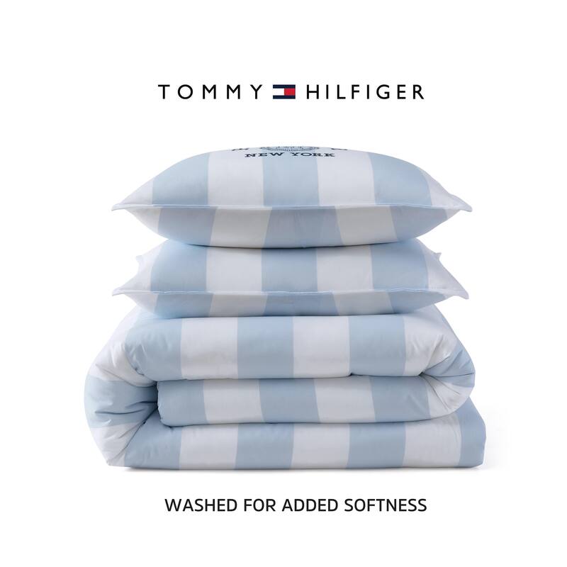 Tommy Hilfiger Berkley Stripe Reversible Tailored Lightweight Comforter Set (Blue)