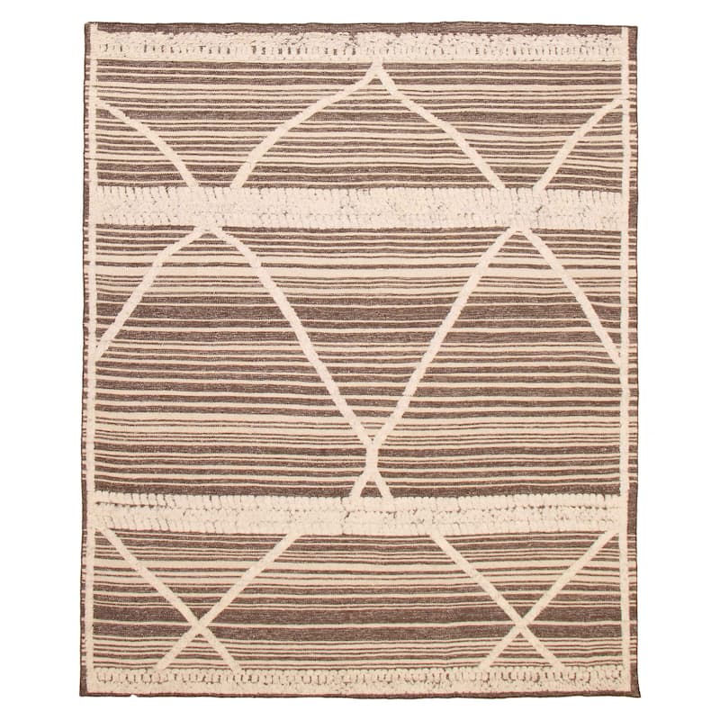ECARPETGALLERY Hand-knotted Tangier Dark Brown Wool Rug - 7'11 x 9'10 - Dark Brown - 7'11 x 9'10