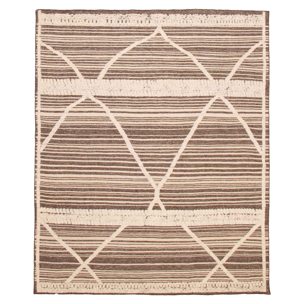 ECARPETGALLERY Hand-knotted Tangier Dark Brown Wool Rug - 7'11 x 9'10