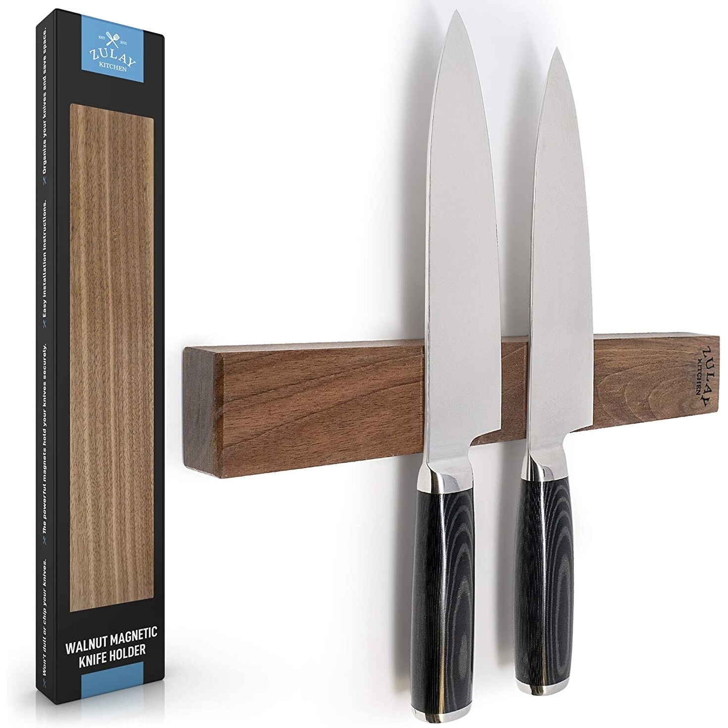 Magnetic Knife Block Premium Black Walnut Knife Stand Holds up to 12  Full-length Knives Space-saving Knife Storage Solution 