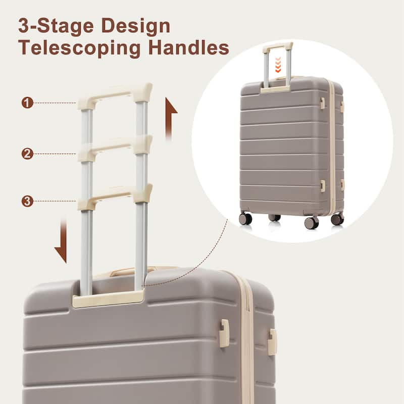 Premium ABS Travel Luggage Set, 3-Piece TSA Lock Suitcase Ensemble with 20, 24, and 28 Inch Sizes with 360°Spinner Wheels