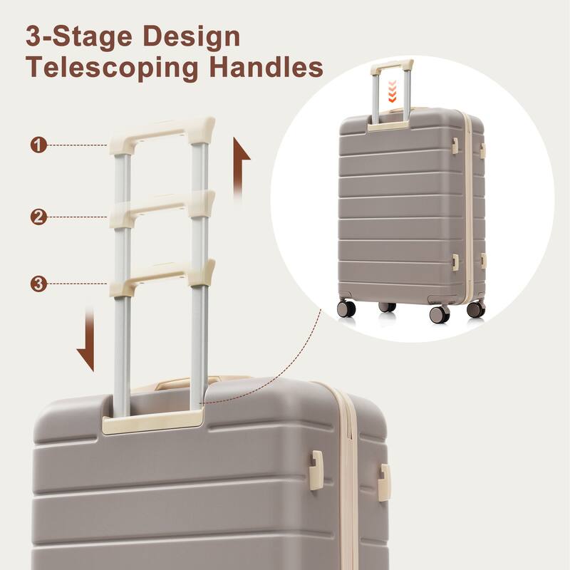 Premium ABS Travel Luggage Set,Three-Piece TSA Lock Suitcase Ensemble