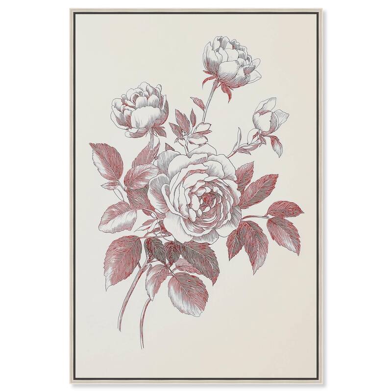 Breezy Red Pencil Blooms II Canvas by Art Remedy - 10" x 15" - Silver
