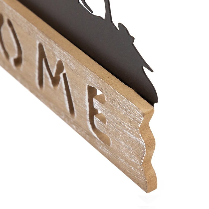 Welcome Moose Wooden Wall Sign - 11.75" - Brown
