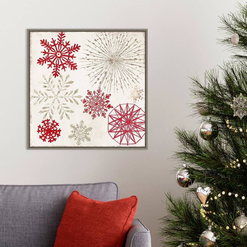Christmas Snowflakes II by PI Studio Framed Canvas Wall Art