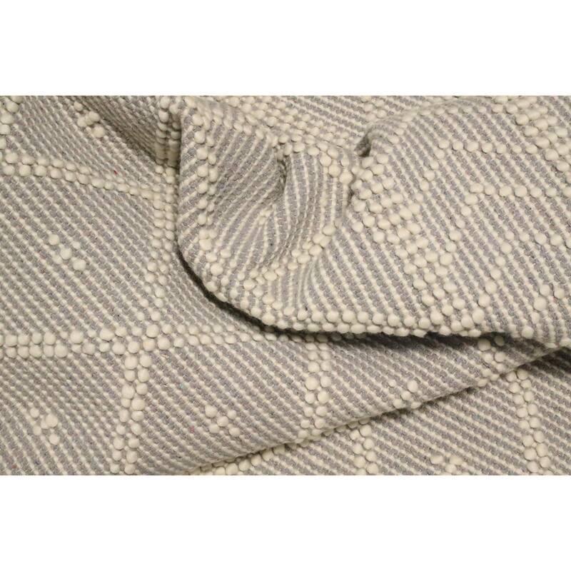 Hand Knotted Oriental 100% Wool Carpet Modern Geometric Greys & Charcoal Modern Gotti Design Area Rug - 9' 7'' X 7' 10''