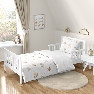 Neutral Boho Rainbow Girl Boy Unisex Toddler Comforter Set Mustard Yellow Pumpkin Orange Bohemian Sunshine Modern Vintage Beige