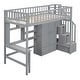 preview thumbnail 35 of 37, Twin Size Loft Bed with Storage Stairs, Desk and Wardrobe， Combination Wood Children's Bed Frame with Bookshelf, Drawers