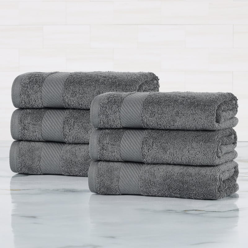 Superior Luxury Solid Highly Absorbent Egyptian Cotton Hand Towel - (Set of 6) - Smoked Pearl