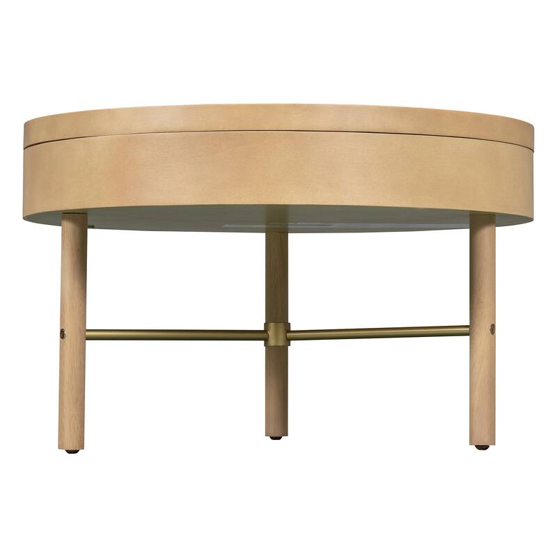 24" Modern Wooden Coffee Table with Rotating Top and Large Hidden Storage Space