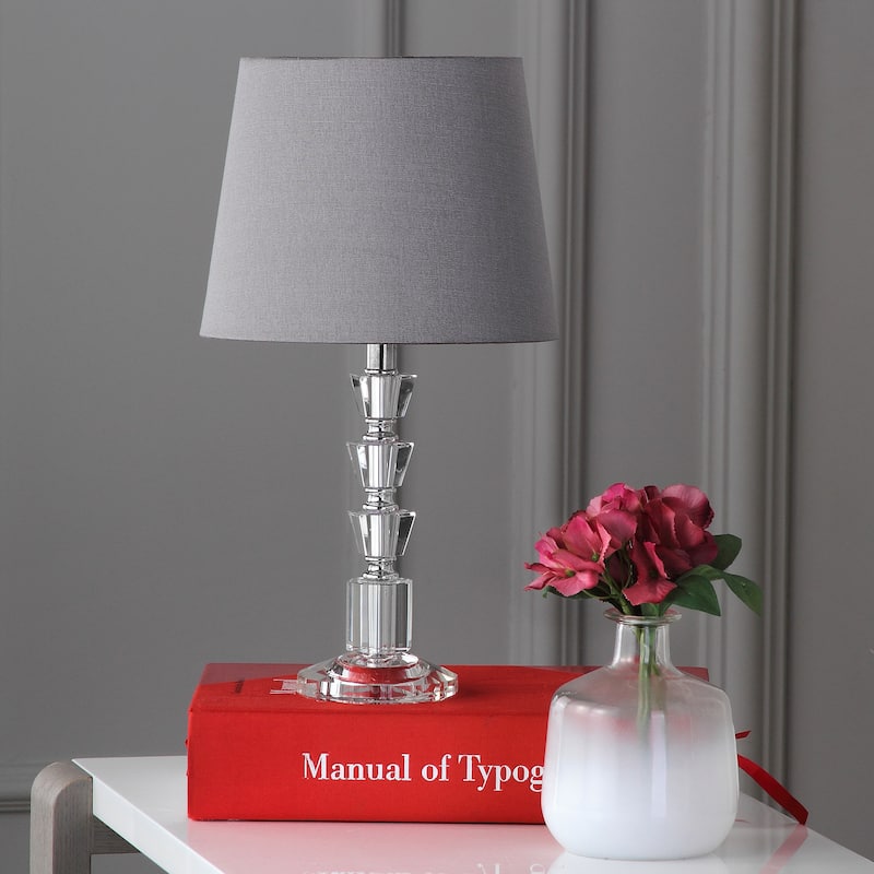 SAFAVIEH Lighting Lia 16-inch Grey Shade Tiered Crystal Orb Table Lamp (Set of 2) - 9"x9"x16" - 9Wx9Dx16H